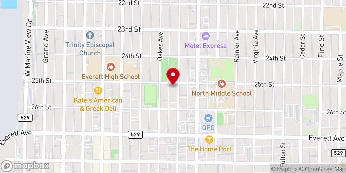 Map showing location of Everett First Church of the Nazarene