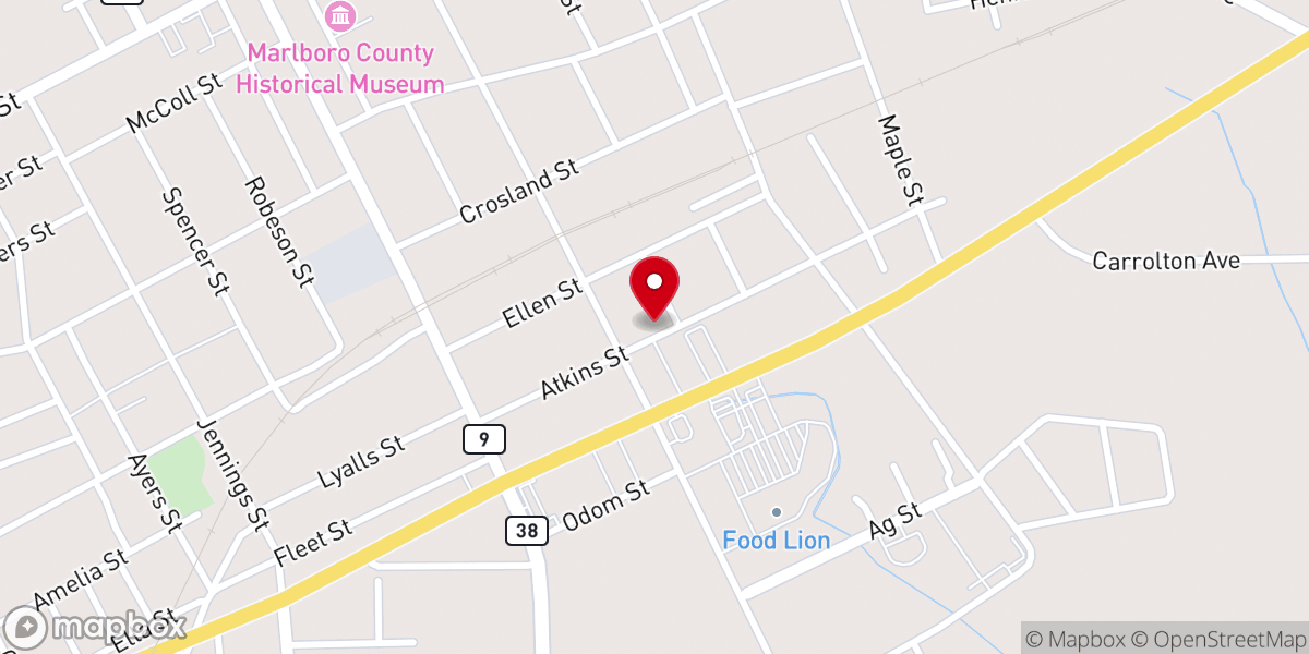 Map showing location of Free Will Church