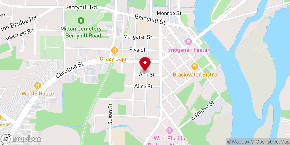 Map showing location of First Baptist Church Milton