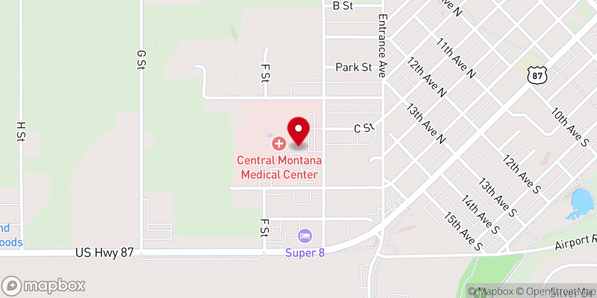 Map showing location of Central Montana Medical Center