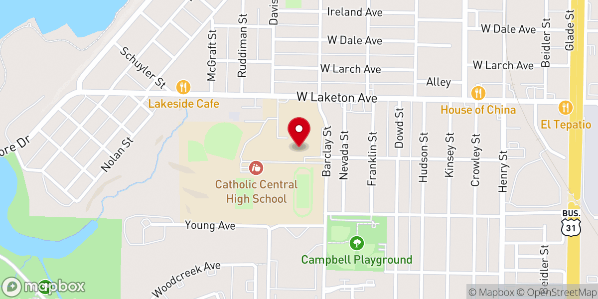 Map showing location of Muskegon Catholic Central