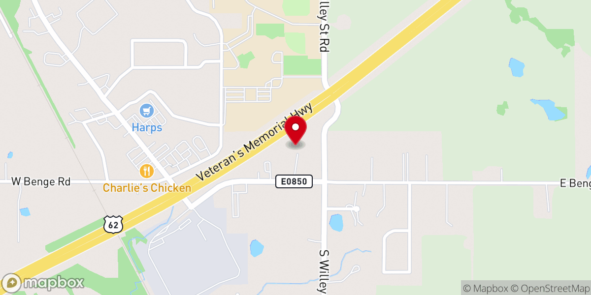 Map showing location of South Ridge Baptist Church