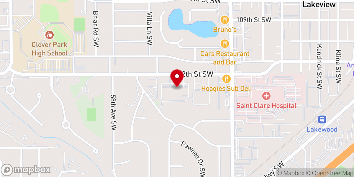 Map showing location of First Baptist Church of Lakewood