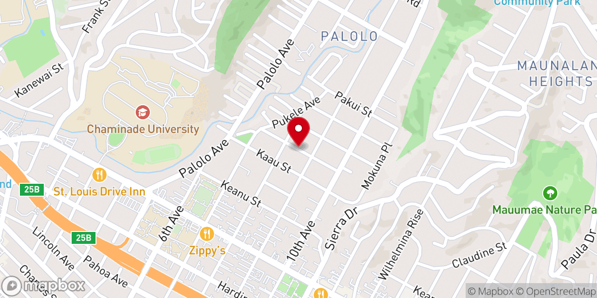 Map showing location of Palolo Kwannon Temple