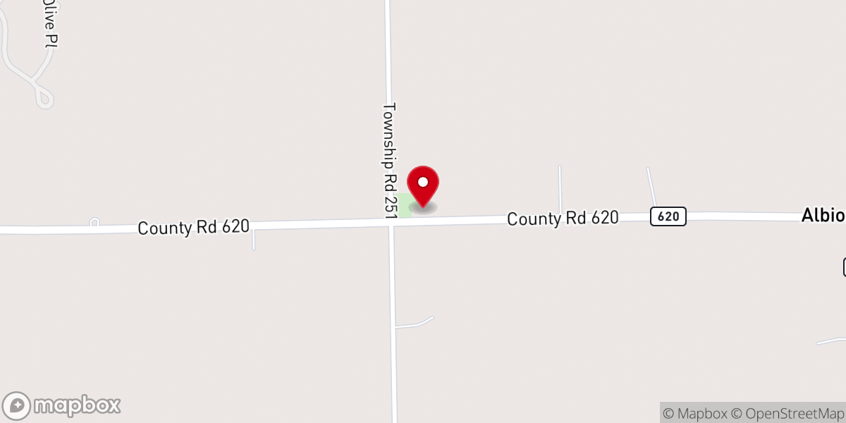 Map showing location of Albion Brethren Church
