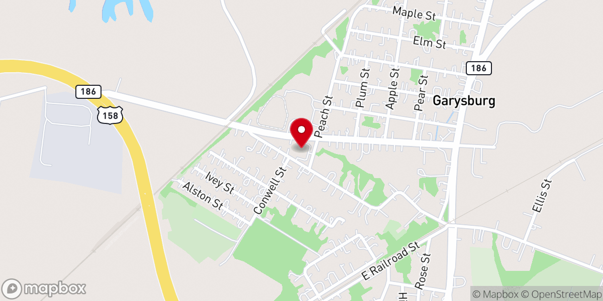 Map showing location of Garysburg Town Hall