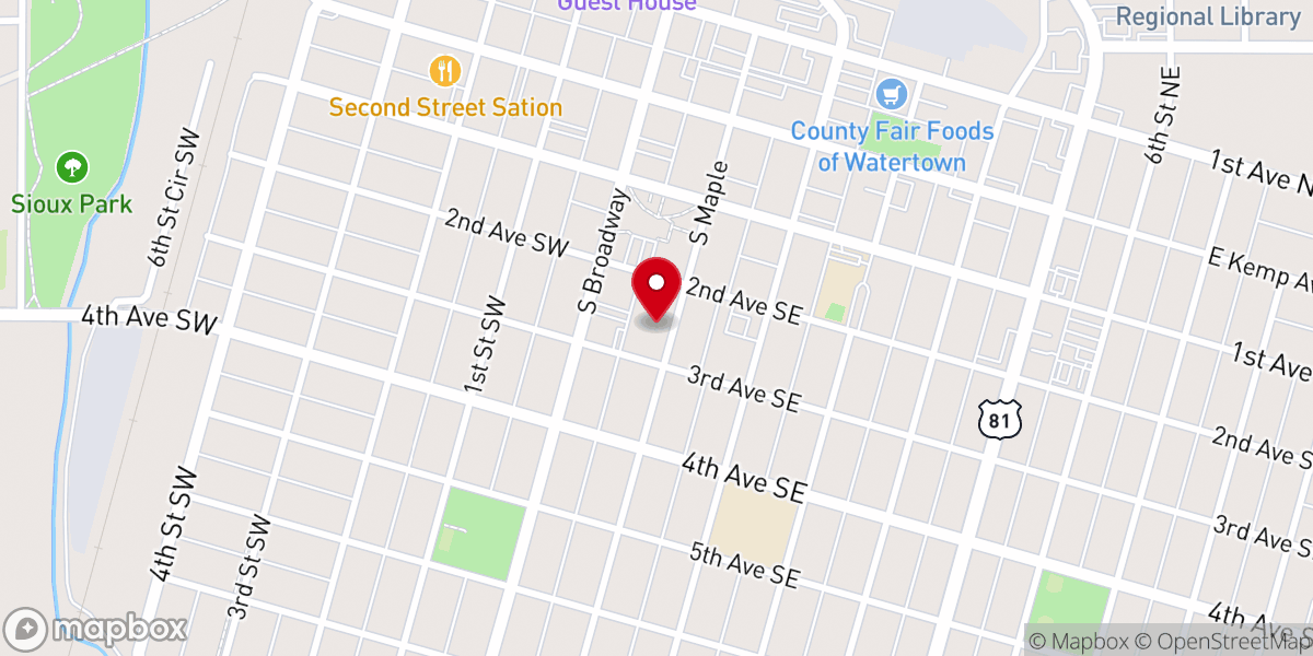 Map showing location of Jenkin's Living Center & Rehab