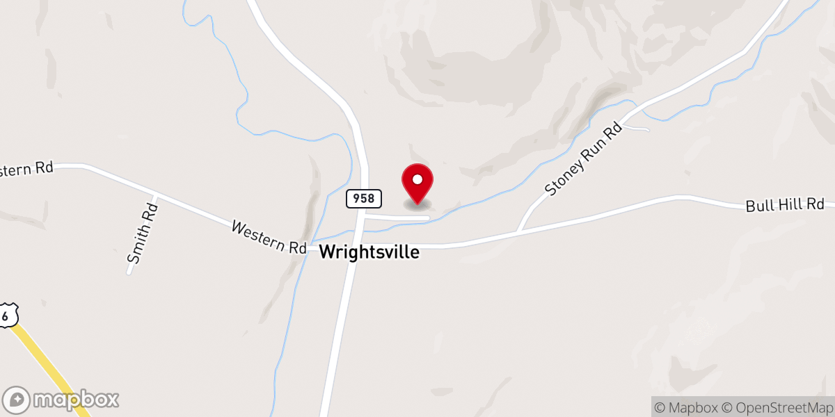 Map showing location of Wrightsville Community Church