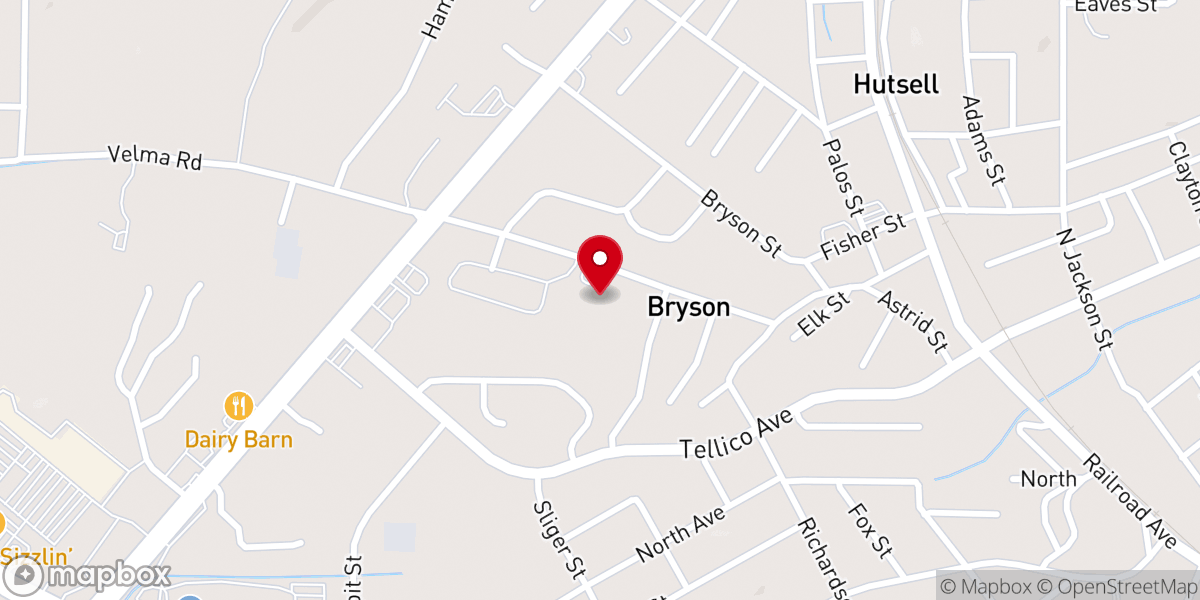 Map showing location of Parkway Baptist Church