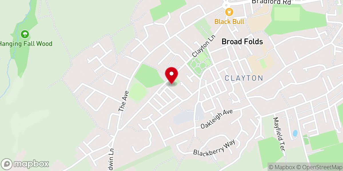 Map showing location of Clayton Methodist Church