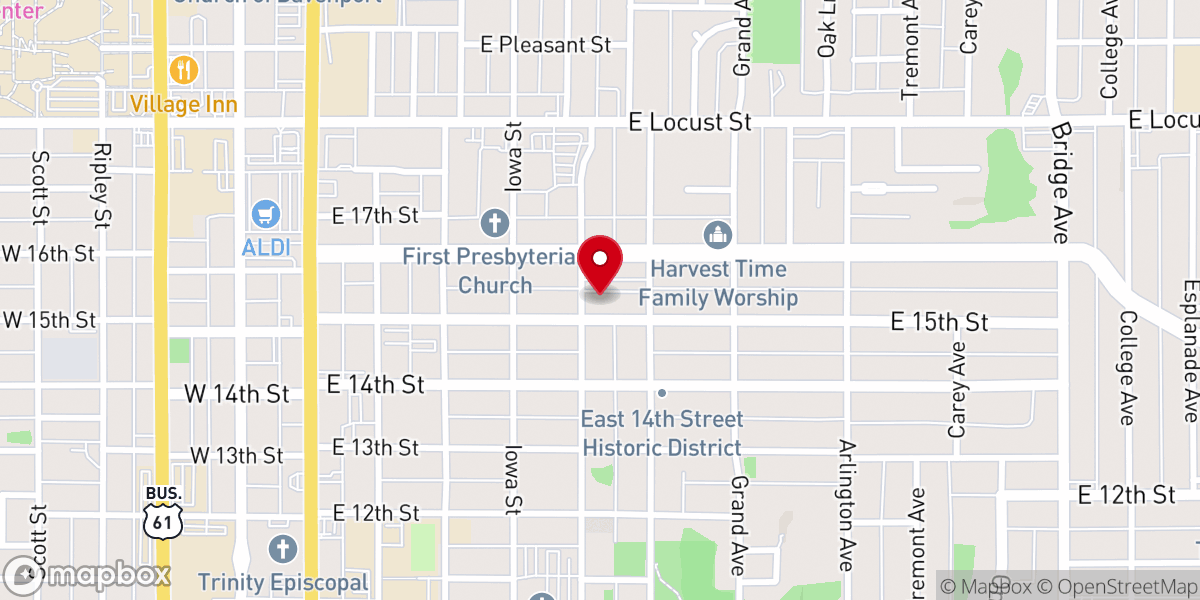 Map showing location of Rock Church of the Quad Cities