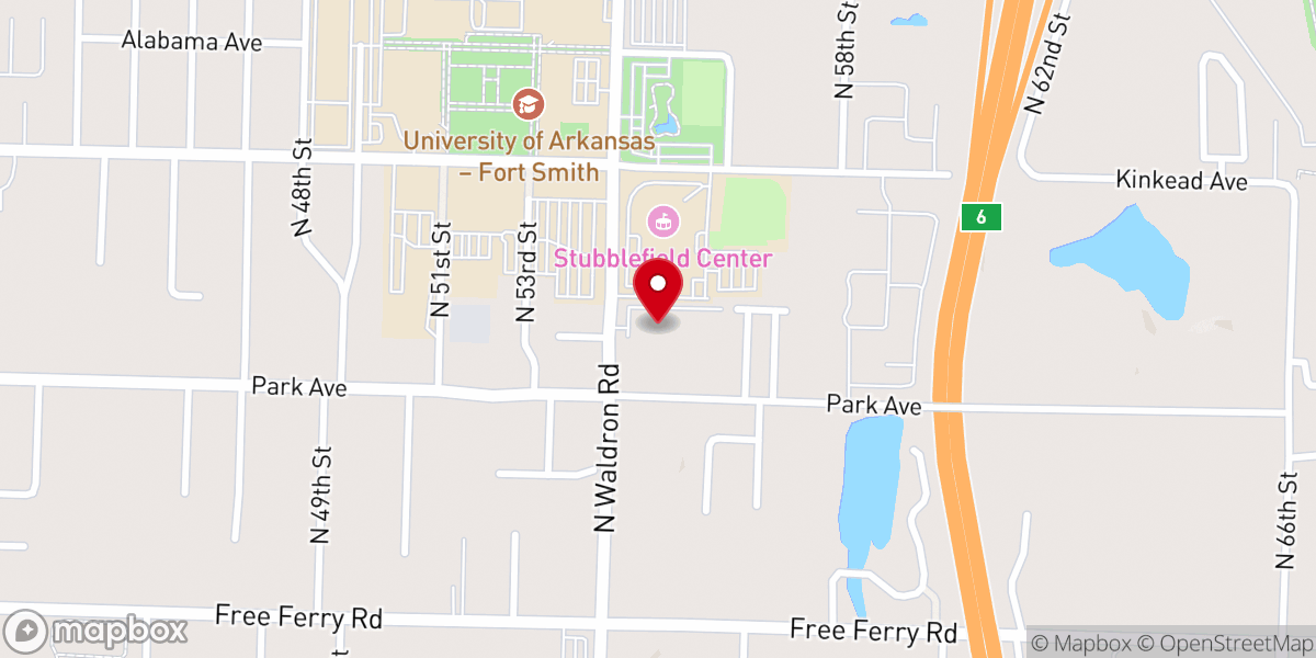 Map showing location of Albert Pike Christian Church