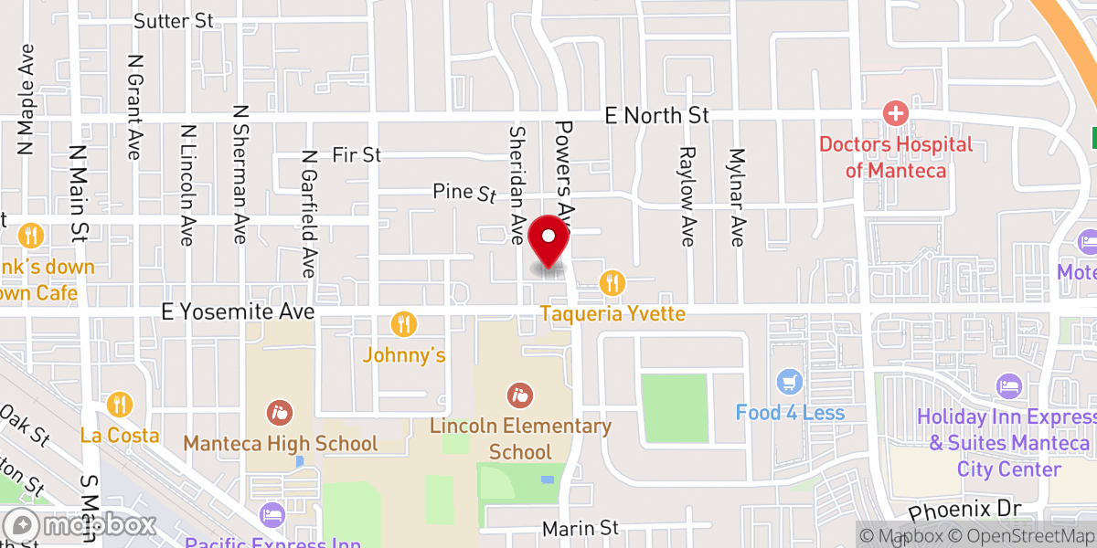 Map showing location of Manteca Church of Christ