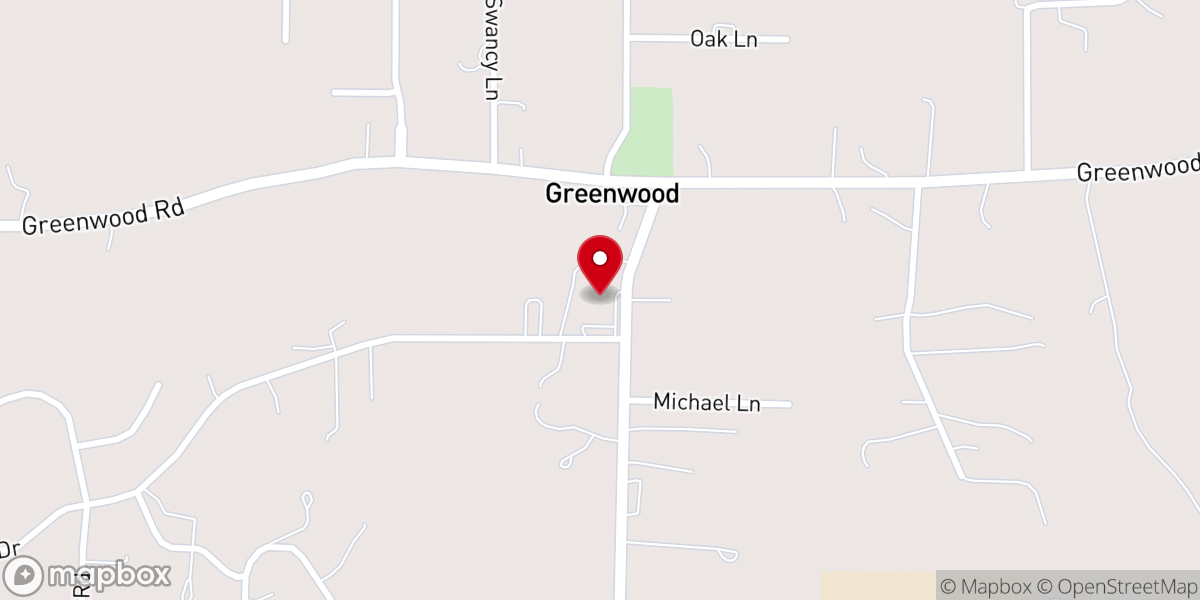 Map showing location of Greenwood Baptist Church