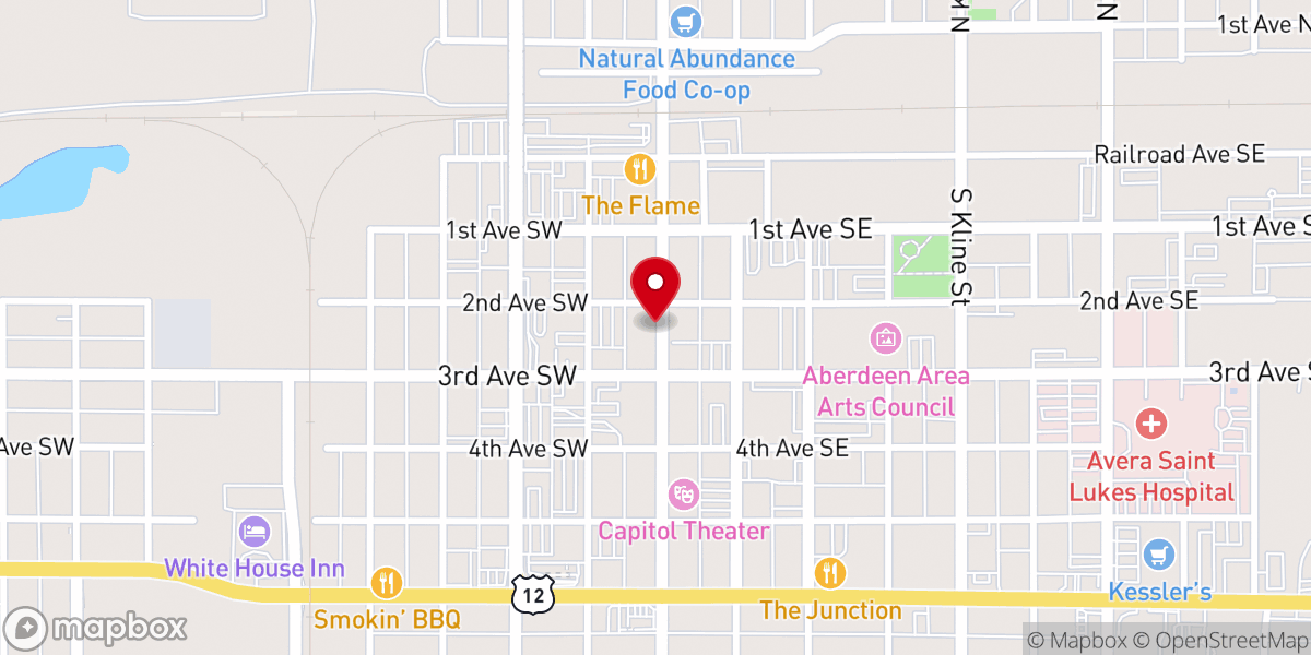 Map showing location of Aberdeen Downtown Association