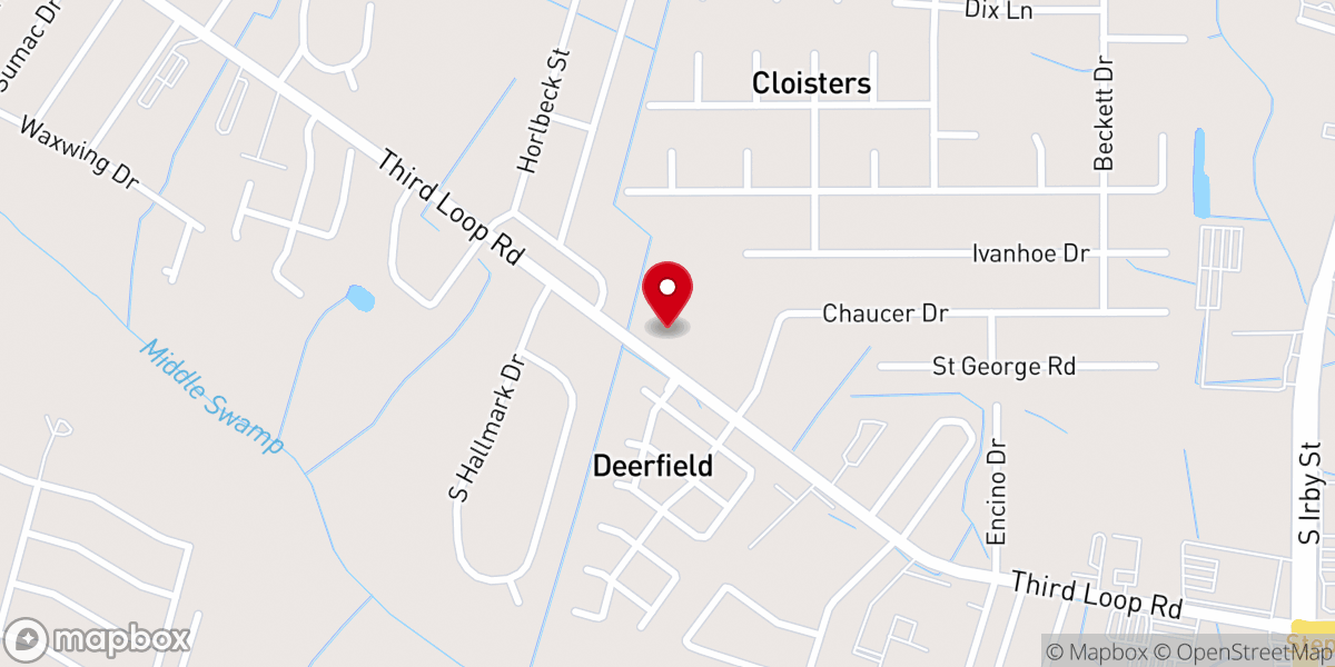 Map showing location of Peace Free Will Baptist Church