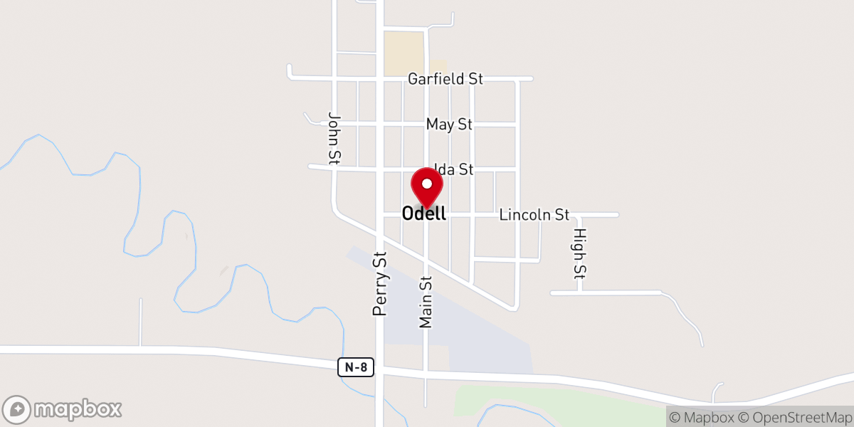 Map showing location of Odell