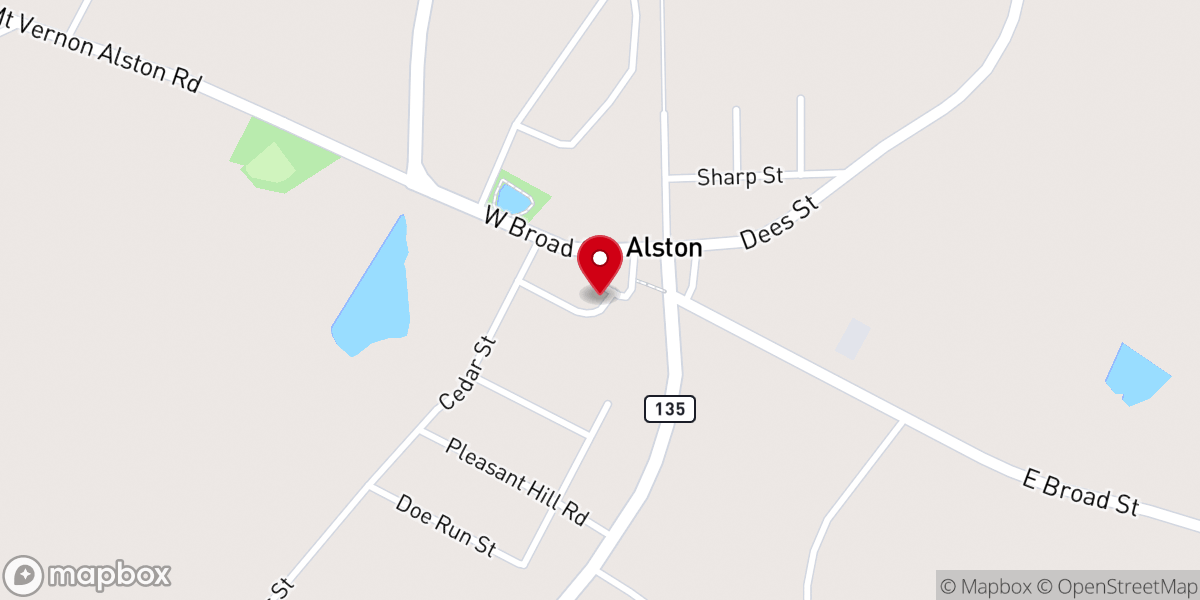 Map showing location of Alston Baptist Church