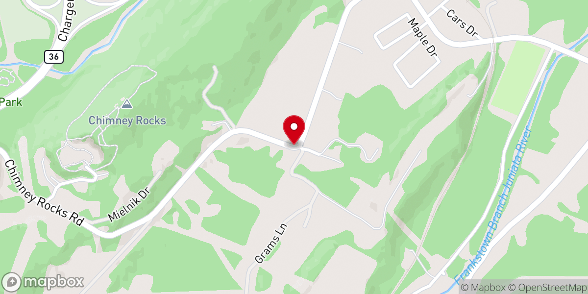 Map showing location of Chimney Rocks Animal Rest Inc