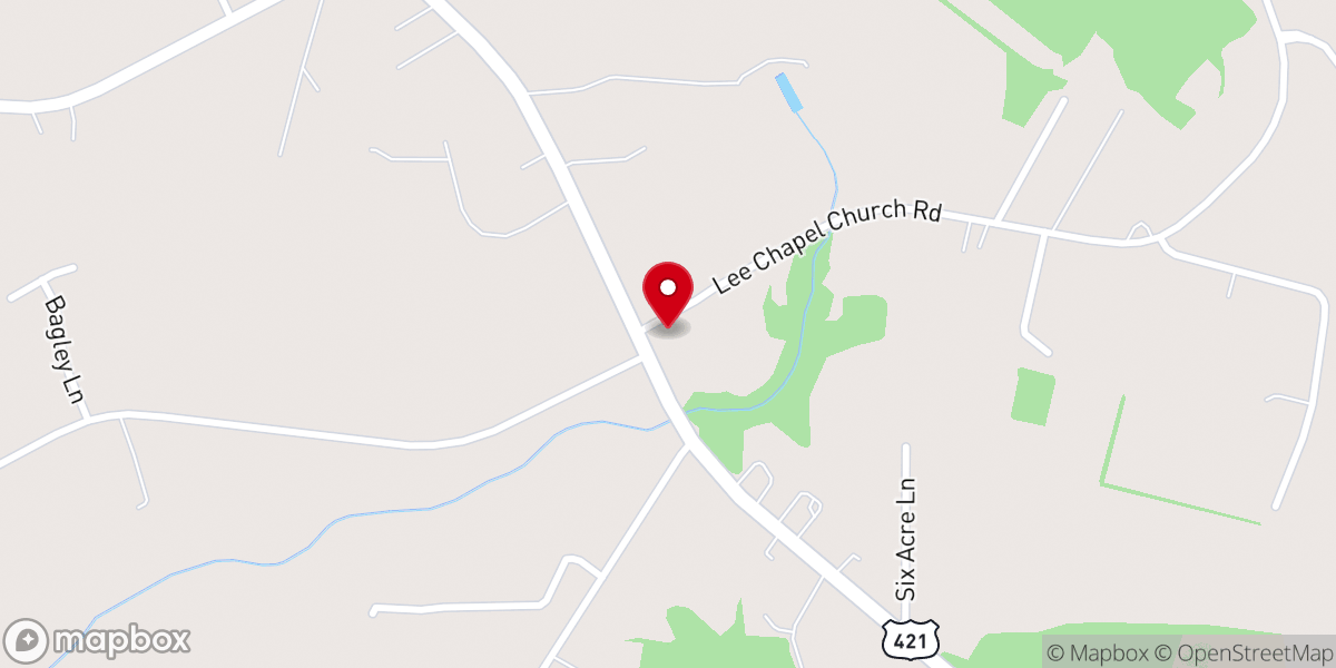 Map showing location of Lee's Chapel Church