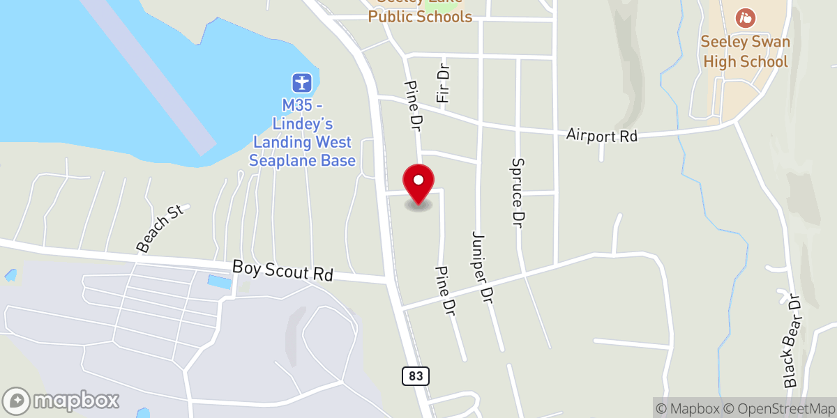 Map showing location of Seeley Lake Baptist Church