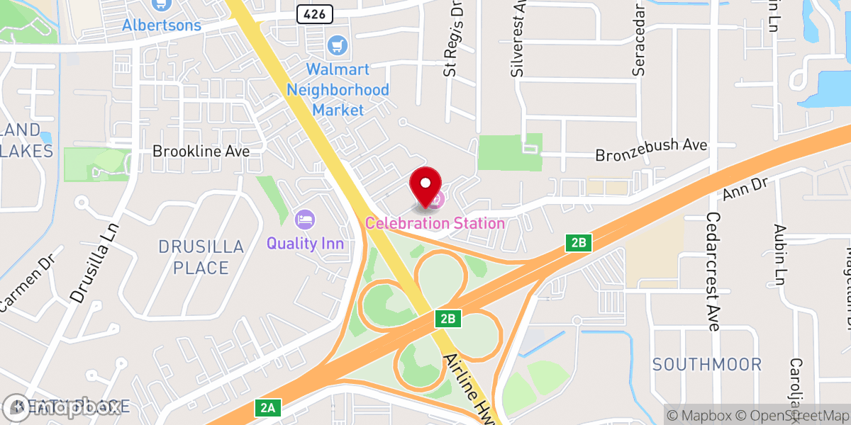 Map showing location of Celebration Station Baton Rouge