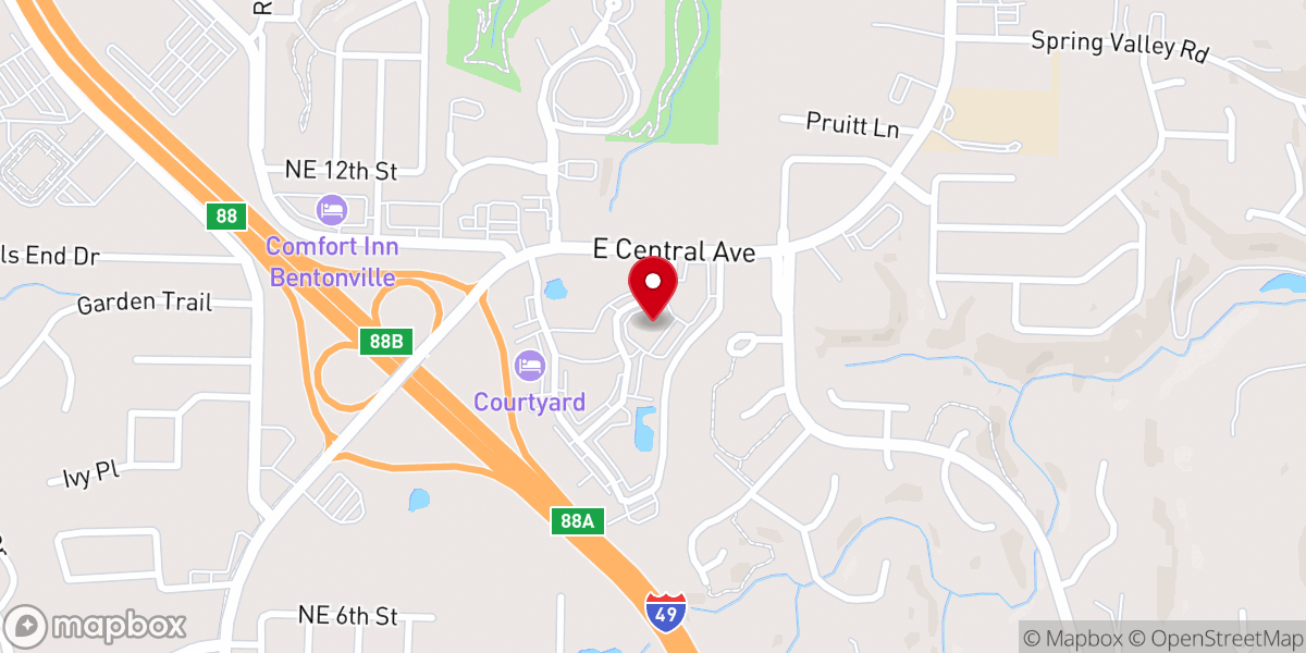 Map showing location of Arkansas Bentonville Mission Office