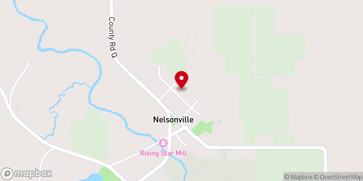 Map showing location of Nelsonville Evangelical Lutheran Church