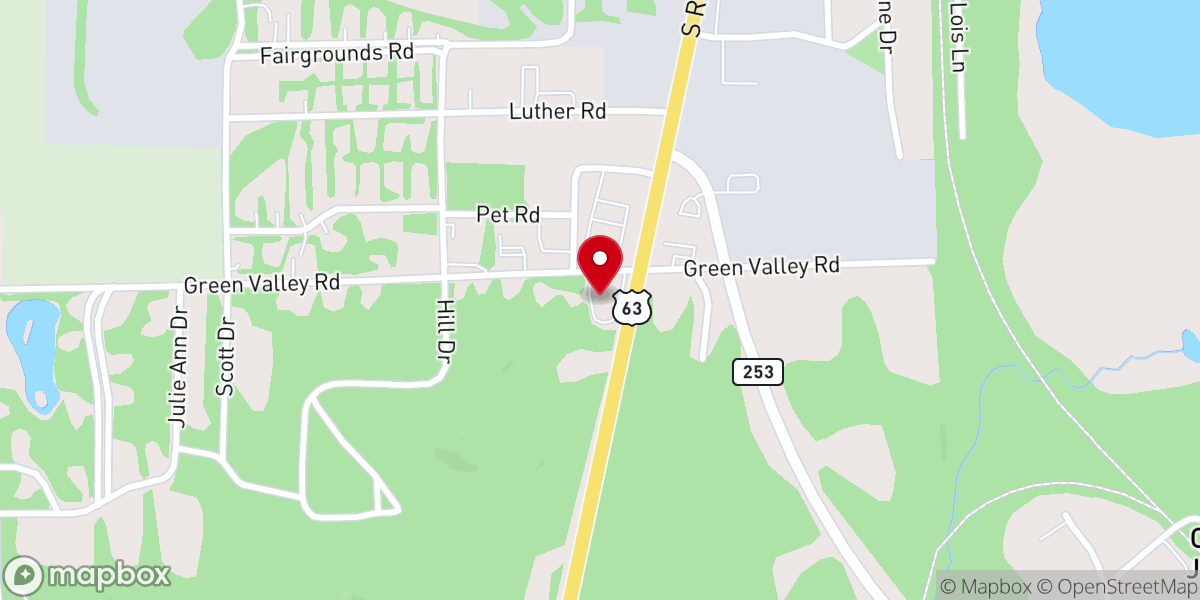Map showing location of Spooner Baptist Church