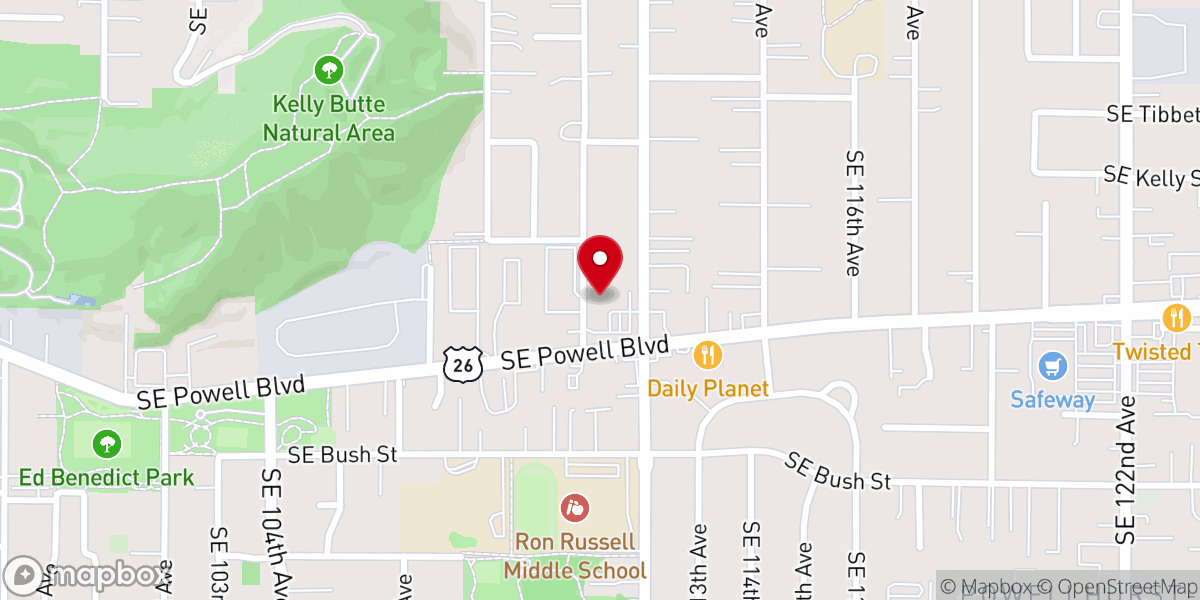 Map showing location of Powellhurst Baptist Church
