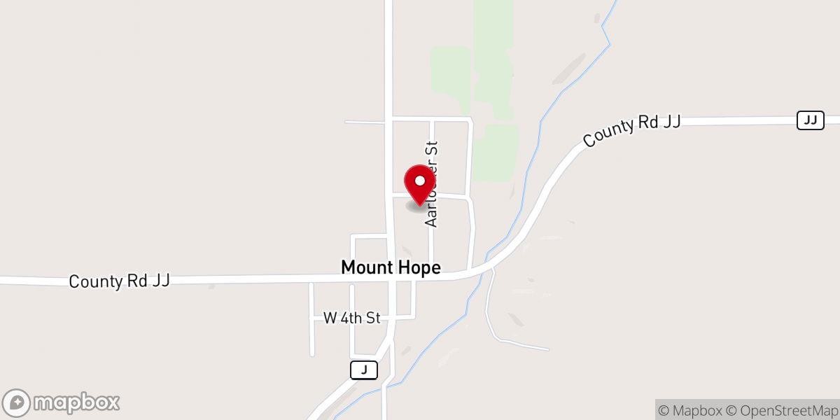 Map showing location of Mt. Hope, Wauzeka Methodist Church of Wisconsin