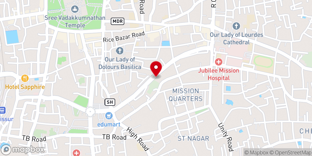 Map showing location of Intouch Fellowship Thrissur