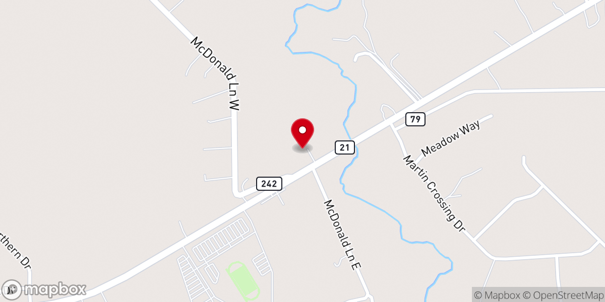 Map showing location of Hopewell Primitive Baptist Church