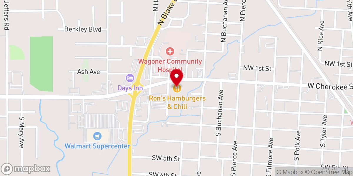 Map showing location of Ron's Hamburgers & Chili