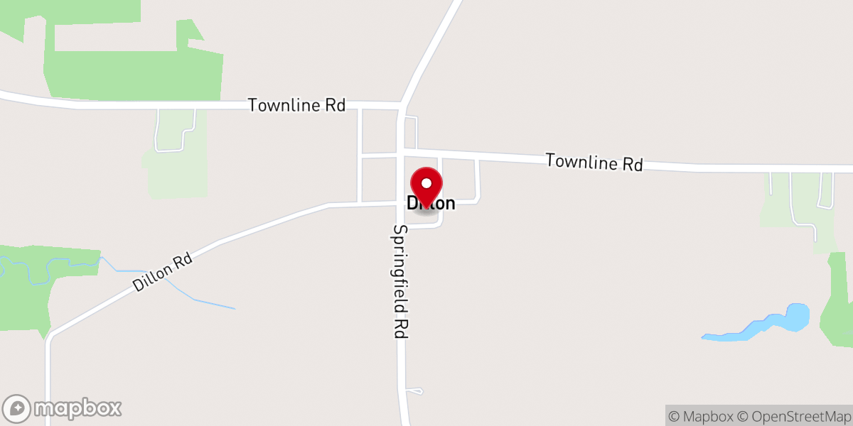 Map showing location of Mennonite Church of Dillon