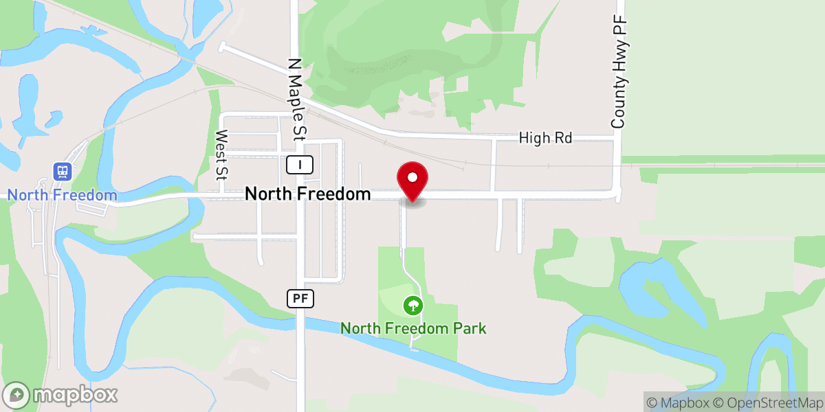 Map showing location of North Freedom United Methodist Church