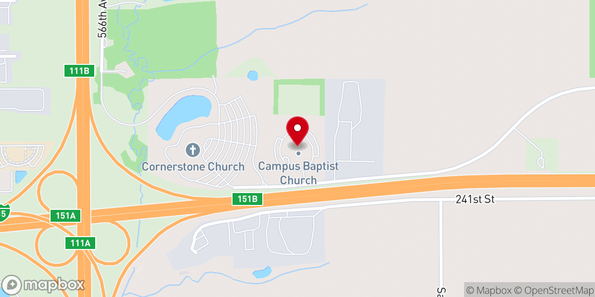 Map showing location of Campus Baptist Church