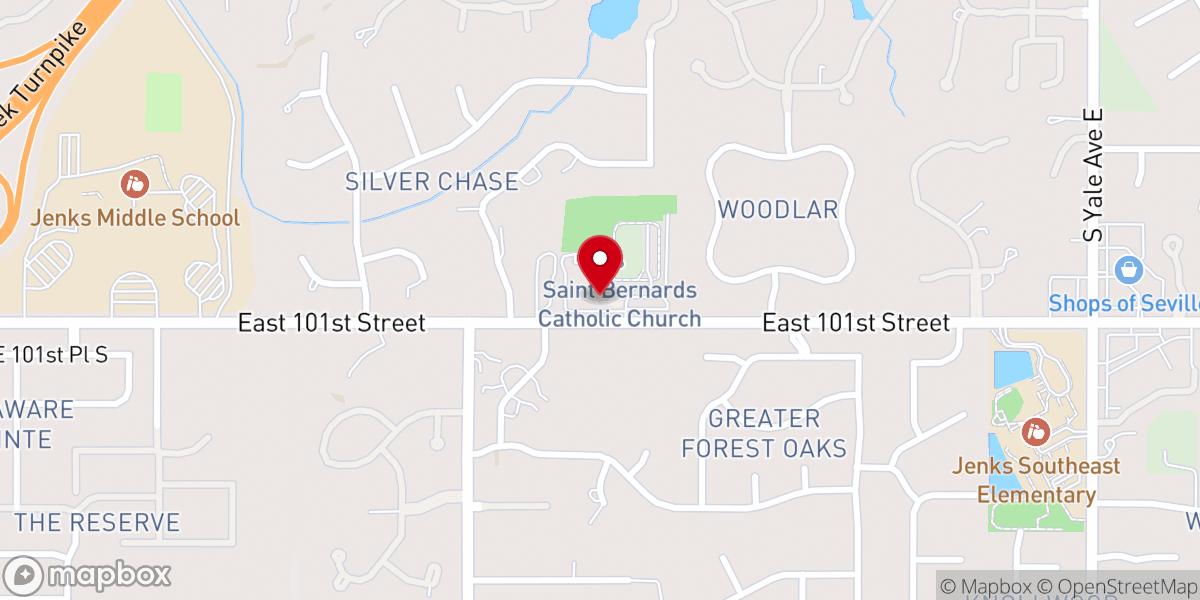 Map showing location of St Bernard's Catholic Church