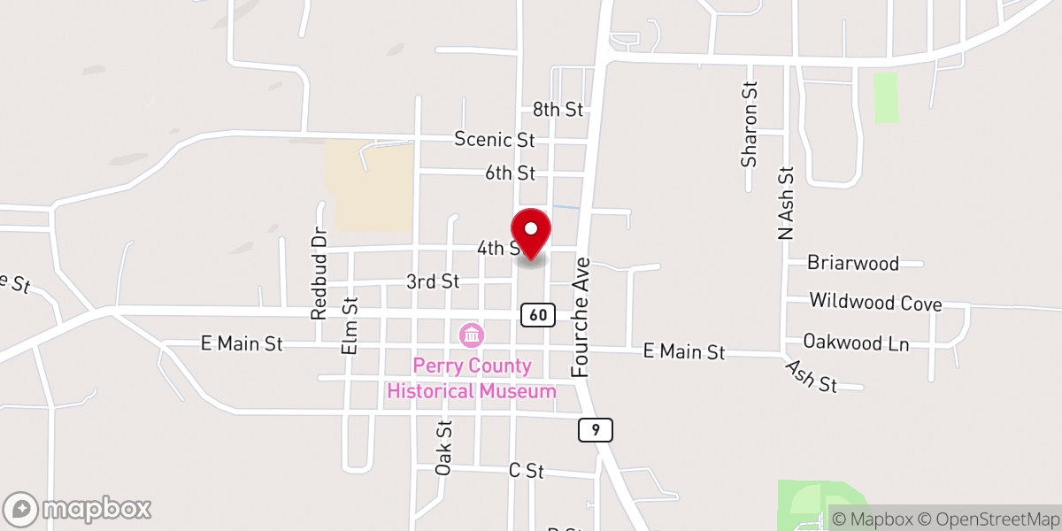 Map showing location of Perryville First Baptist Church