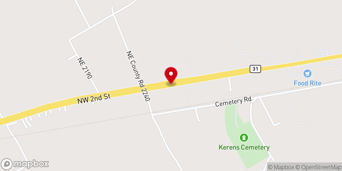 Map showing location of Kerens Cowboy Church