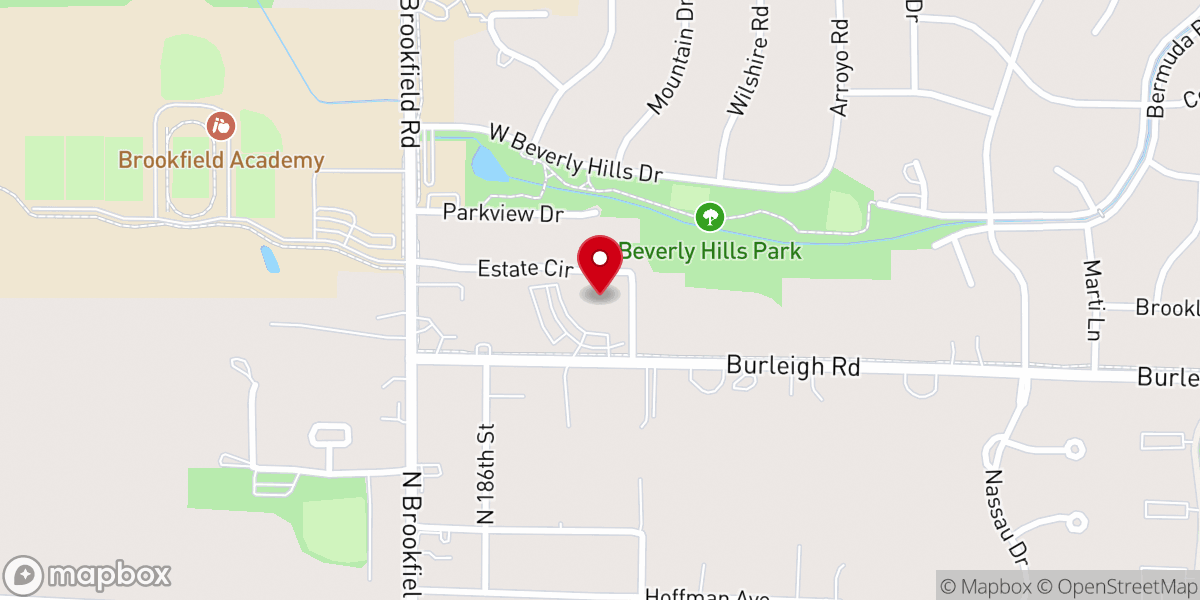 Map showing location of Brookfield Lutheran Church