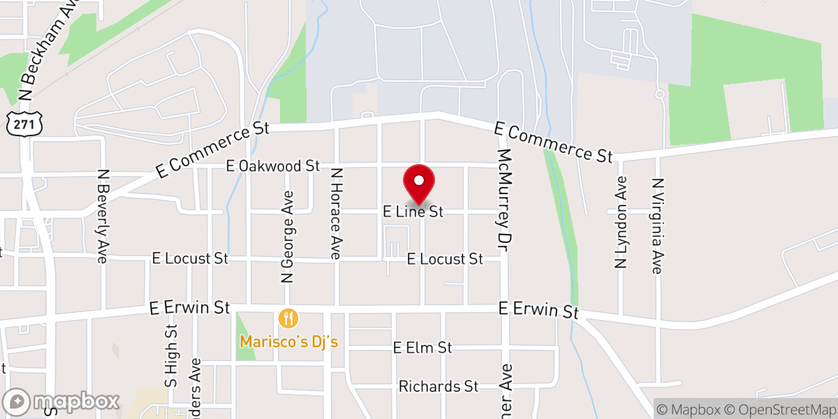 Map showing location of Eastside Church of God and Christ