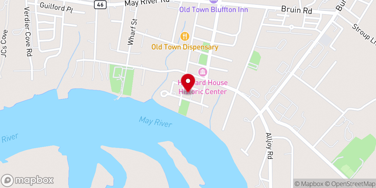 Map showing location of Bluffton United Methodist Church