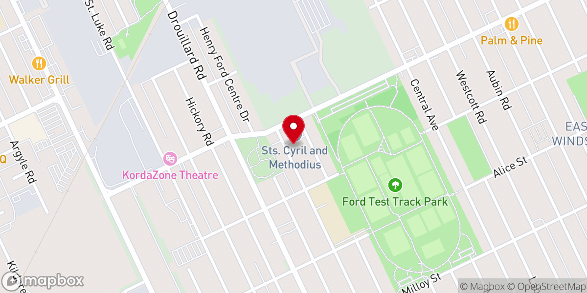 Map showing location of Sts. Cyril and Methodius