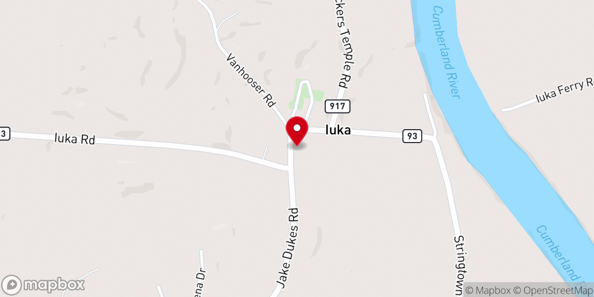 Map showing location of Iuka First Baptist Church