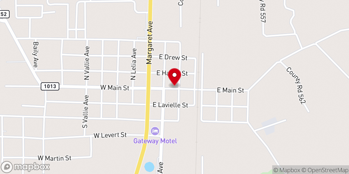 Map showing location of Kirbyville Christian Outreach