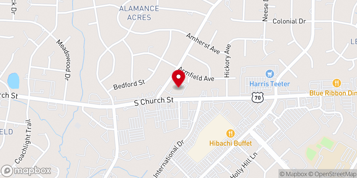 Map showing location of Holly Hill Baptist Church