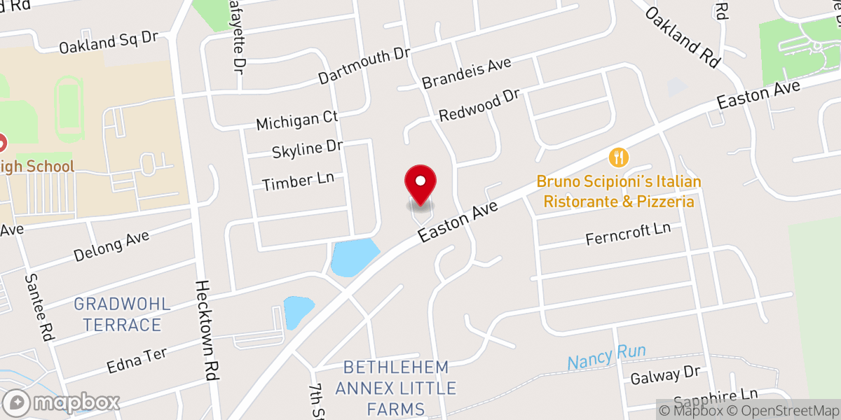 Map showing location of St Mark's Evangelical Lutheran Church, Bethlehem Township, PA