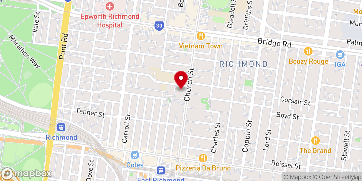 Map showing location of St Ignatius' Church - Richmond Catholic Parish