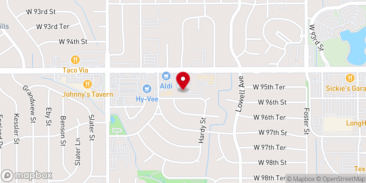 Map showing location of First Baptist Church of Overland Park